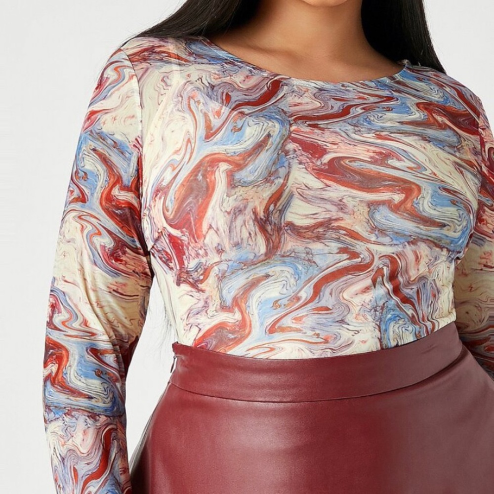 SOLD marble mesh long sleeve top NWT